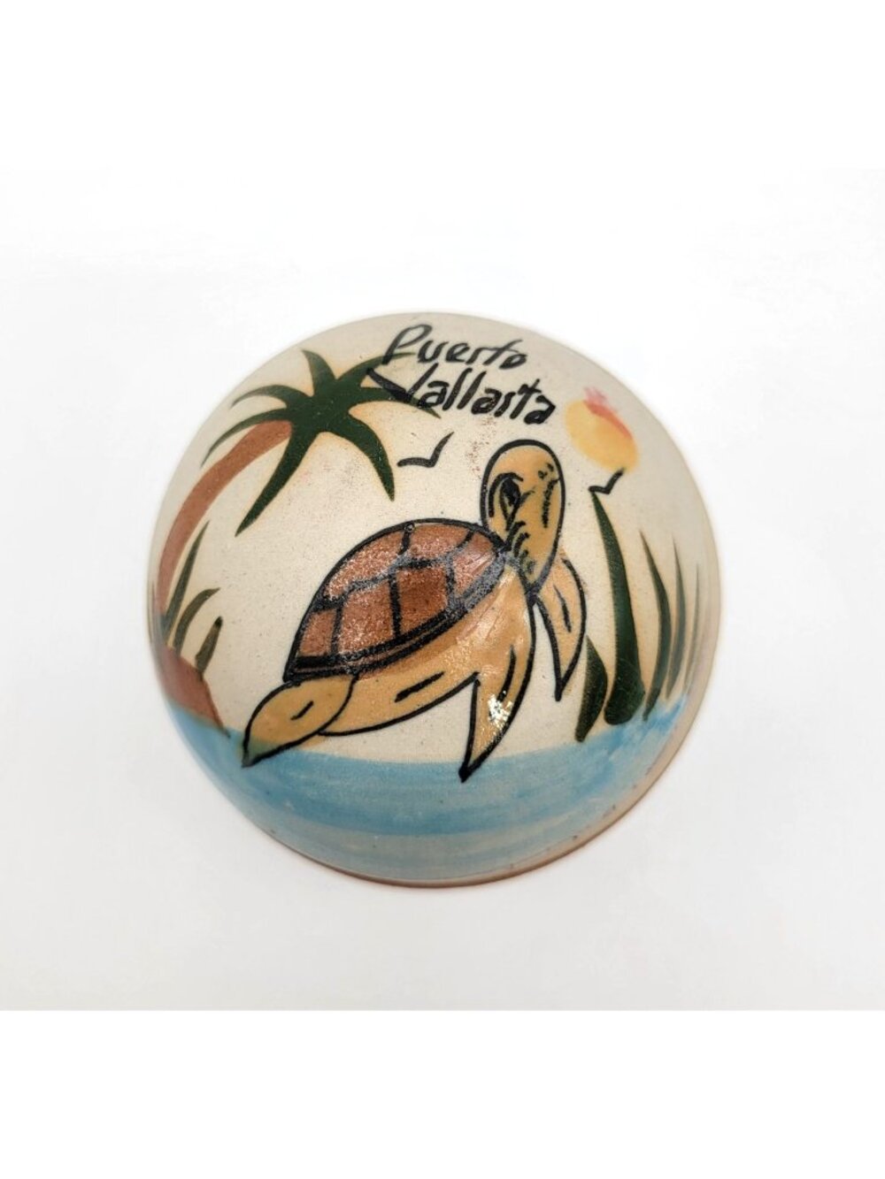 Vintage Tonala Pottery Sea Turtle Trinket Box Signed